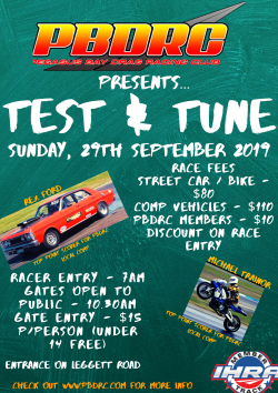 Test & Tune - Sunday, 29th September 2019